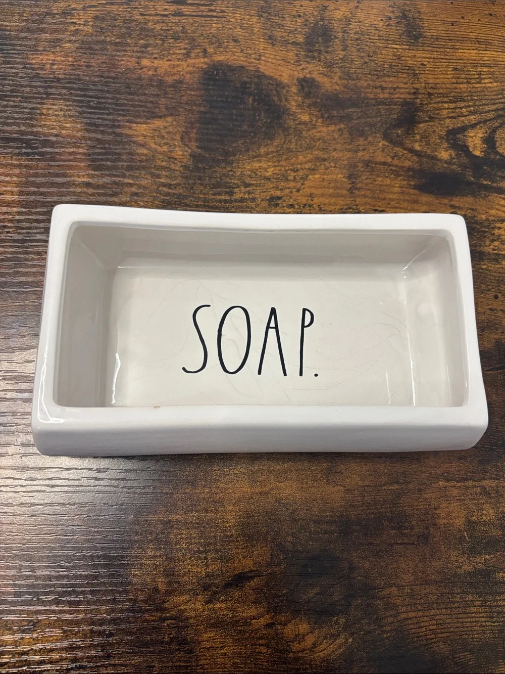 White Ceramic 'SOAP.' Soap Dish Tray